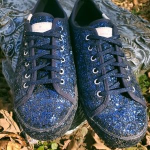 Kate Spade for Keds blue glitter sneakers